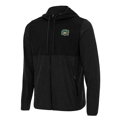 Men's Antigua Black Ohio Bobcats Sway Full-Zip Hoodie Jacket