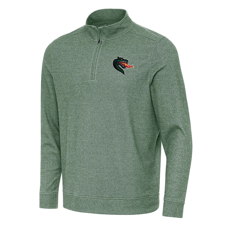 Men's Antigua Heather Green UAB Blazers Subtle Quarter-Zip Sweatshirt