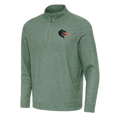 Men's Antigua Heather Green UAB Blazers Subtle Quarter-Zip Sweatshirt