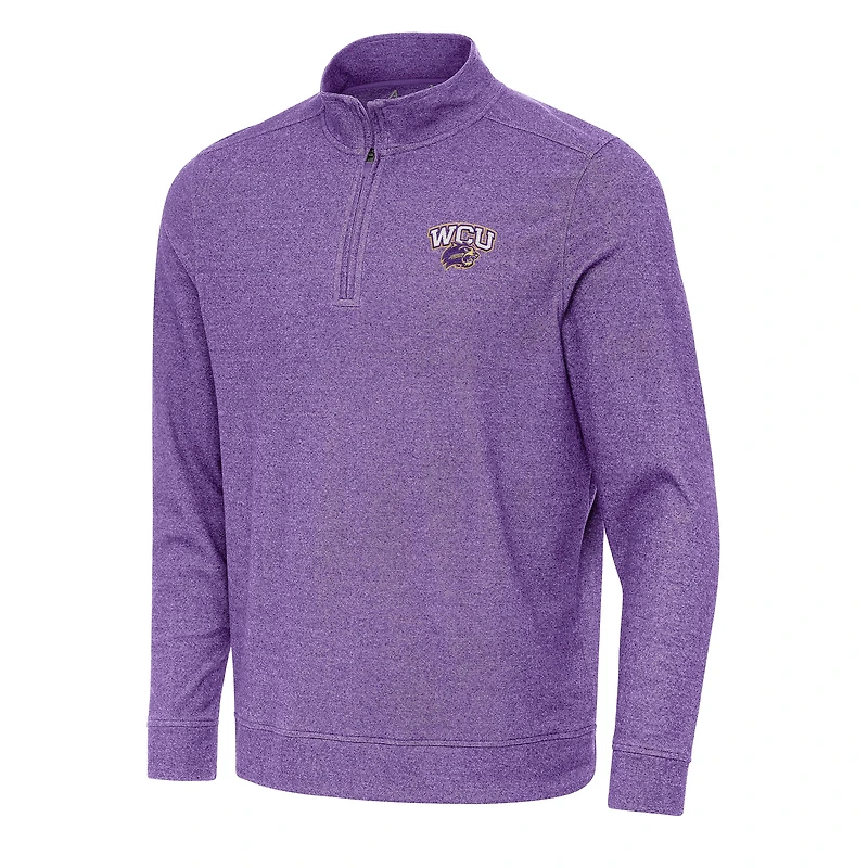 Men's Antigua Heather Purple Western Carolina Catamounts Subtle Quarter-Zip Sweatshirt