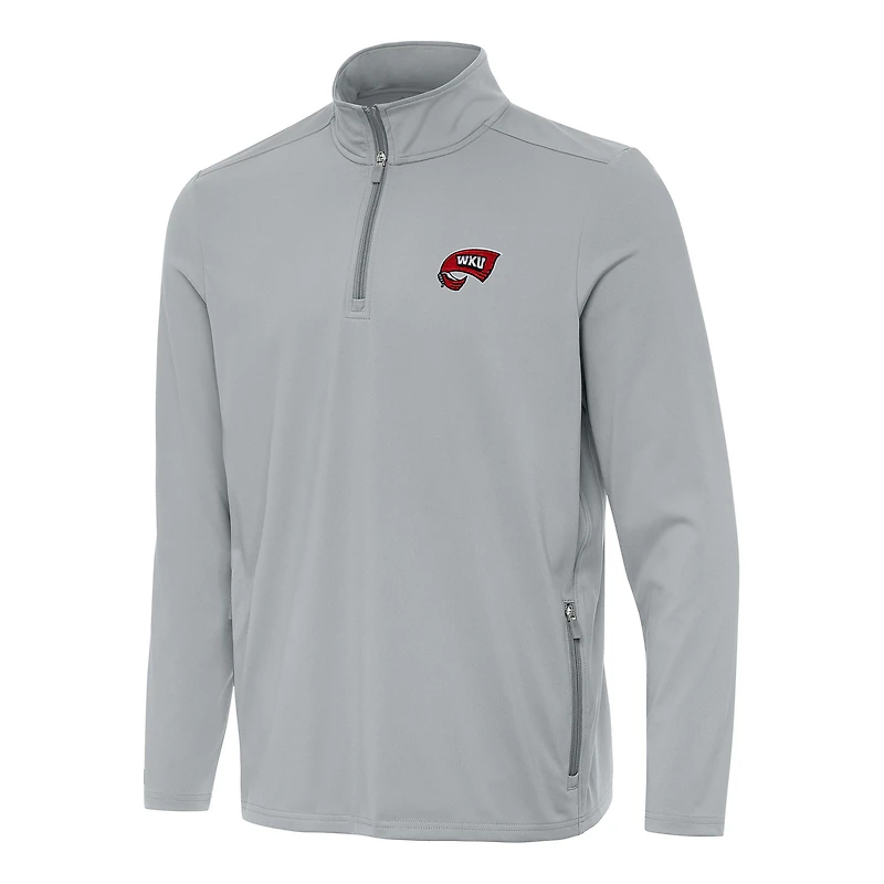 Men's Antigua  Gray Western Kentucky Hilltoppers Perilous Quarter-Zip Sweatshirt