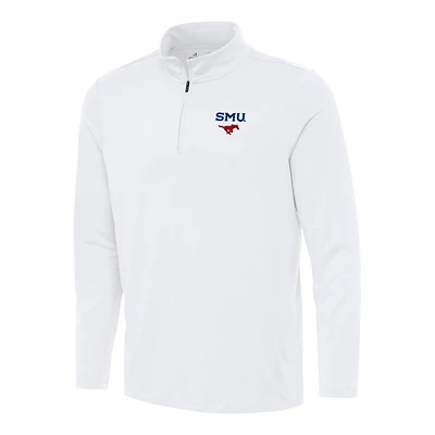 Men's Antigua White SMU Mustangs Reprocess Quarter-Zip Top