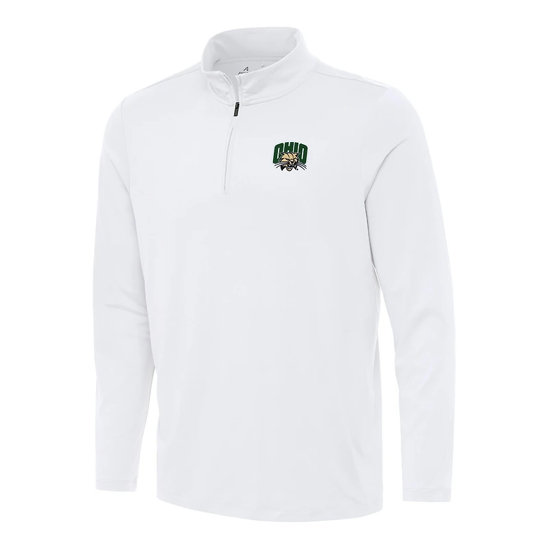 Men's Antigua White Ohio Bobcats Reprocess Quarter-Zip Top