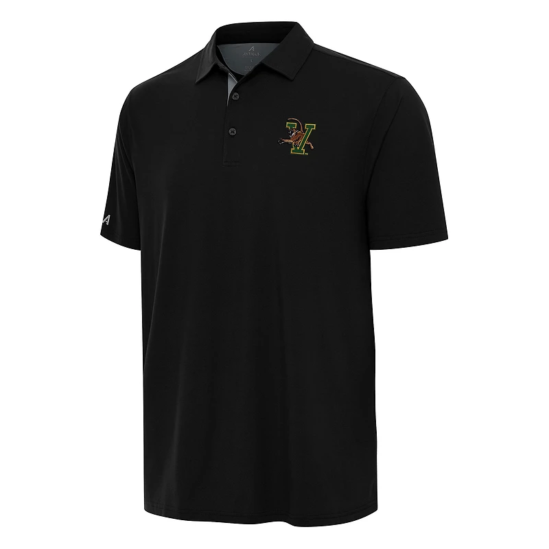 Men's Antigua Black/Gray Vermont Catamounts Era Polo