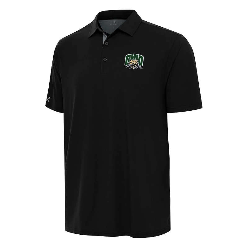 Men's Antigua Black/Gray Ohio Bobcats Era Polo