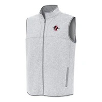 Men's Antigua Heather Gray San Diego State Aztecs Fortune Full-Zip Vest
