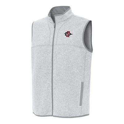 Men's Antigua Heather Gray San Diego State Aztecs Fortune Full-Zip Vest