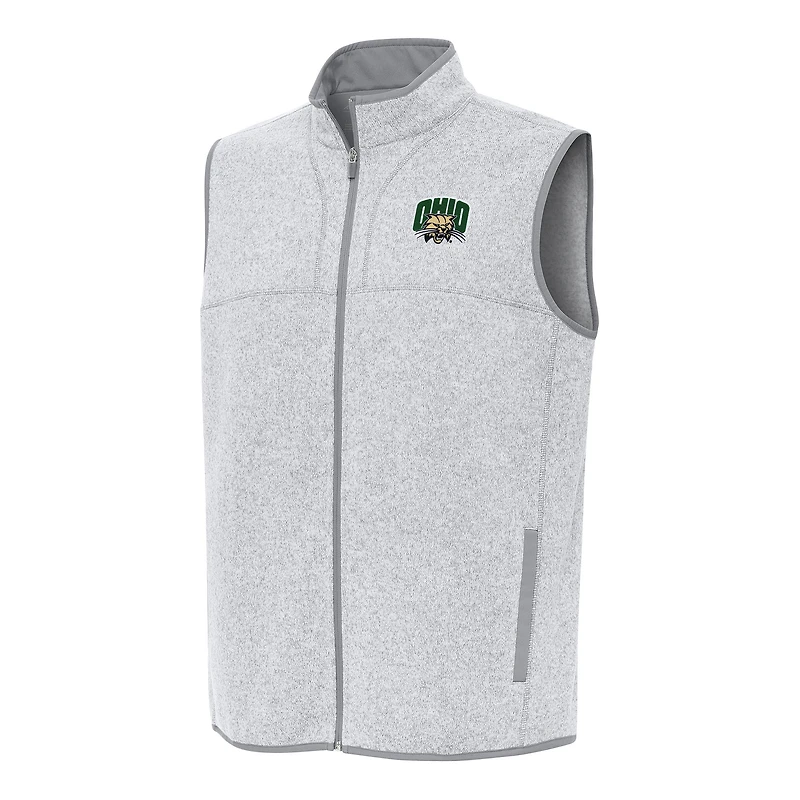 Men's Antigua Heather Gray Ohio Bobcats Fortune Full-Zip Vest