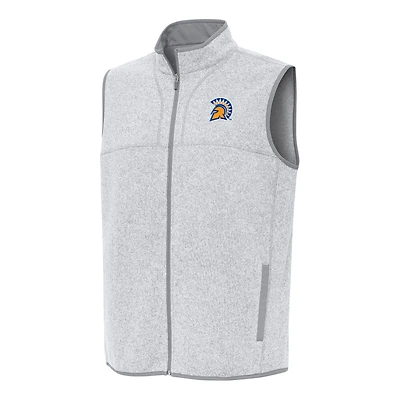 Men's Antigua Heather Gray San Jose State Spartans Fortune Full-Zip Vest