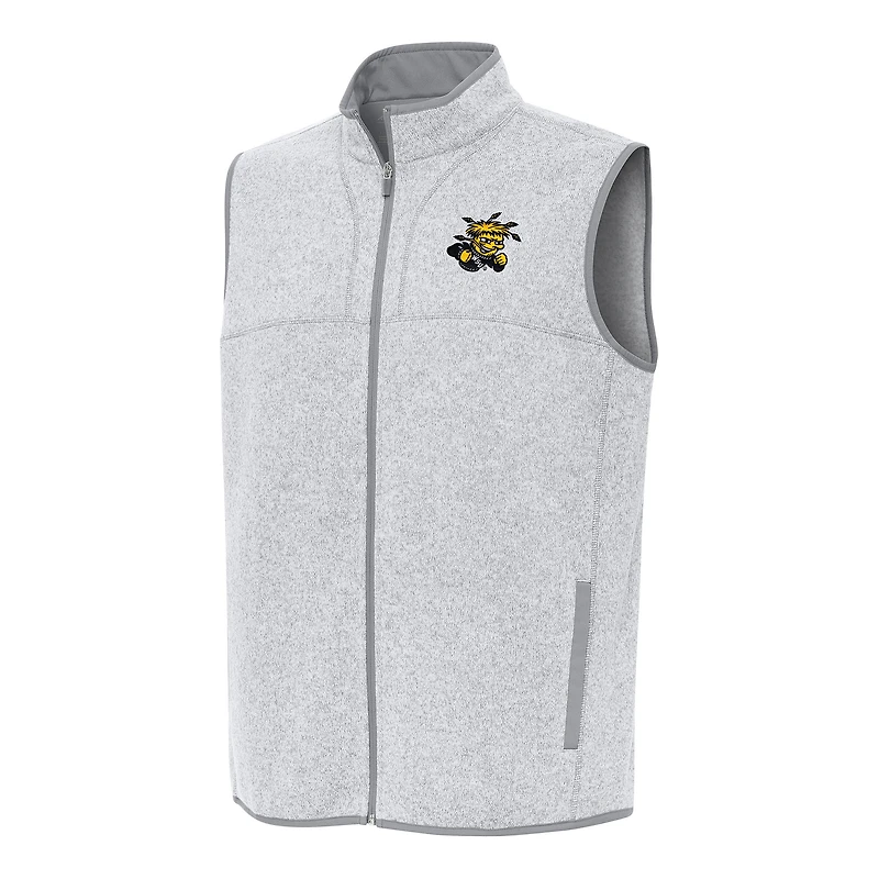 Men's Antigua Heather Gray Wichita State Shockers Fortune Full-Zip Vest