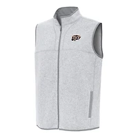 Men's Antigua Heather Gray UTEP Miners Fortune Full-Zip Vest