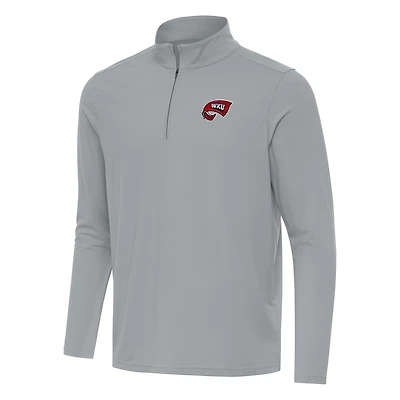 Men's Antigua Gray Western Kentucky Hilltoppers Intent Quarter-Zip Top