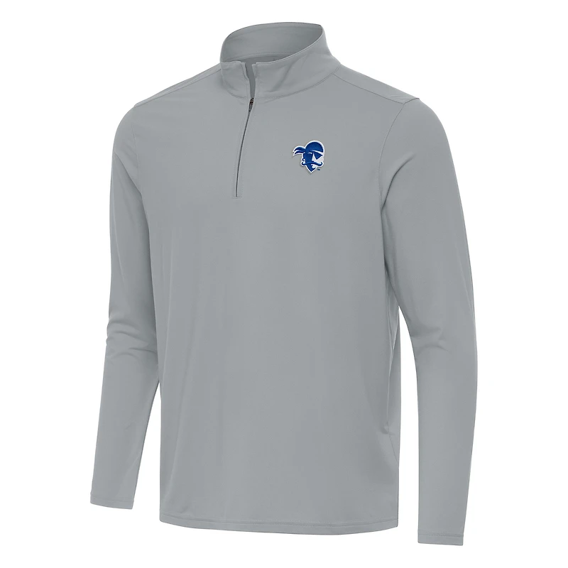Men's Antigua Gray Seton Hall Pirates Intent Quarter-Zip Top