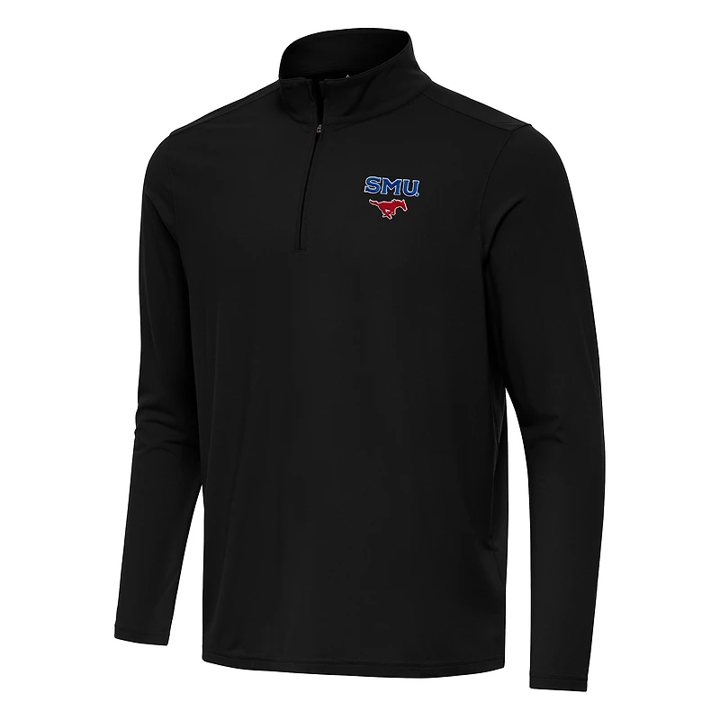 Men's Antigua Black SMU Mustangs Intent Quarter-Zip Top