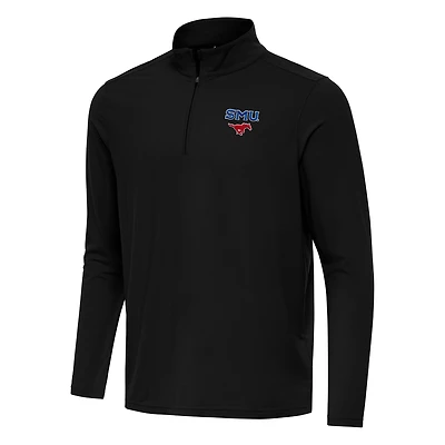 Men's Antigua Black SMU Mustangs Intent Quarter-Zip Top
