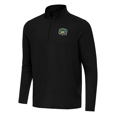 Men's Antigua Black Ohio Bobcats Intent Quarter-Zip Top