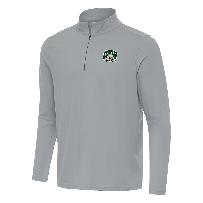 Men's Antigua Gray Ohio Bobcats Intent Quarter-Zip Top