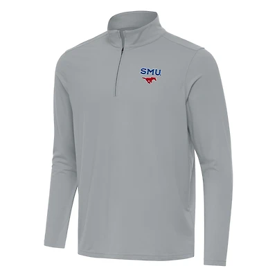 Men's Antigua Gray SMU Mustangs Intent Quarter-Zip Top