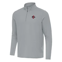 Men's Antigua Gray San Diego State Aztecs Intent Quarter-Zip Top