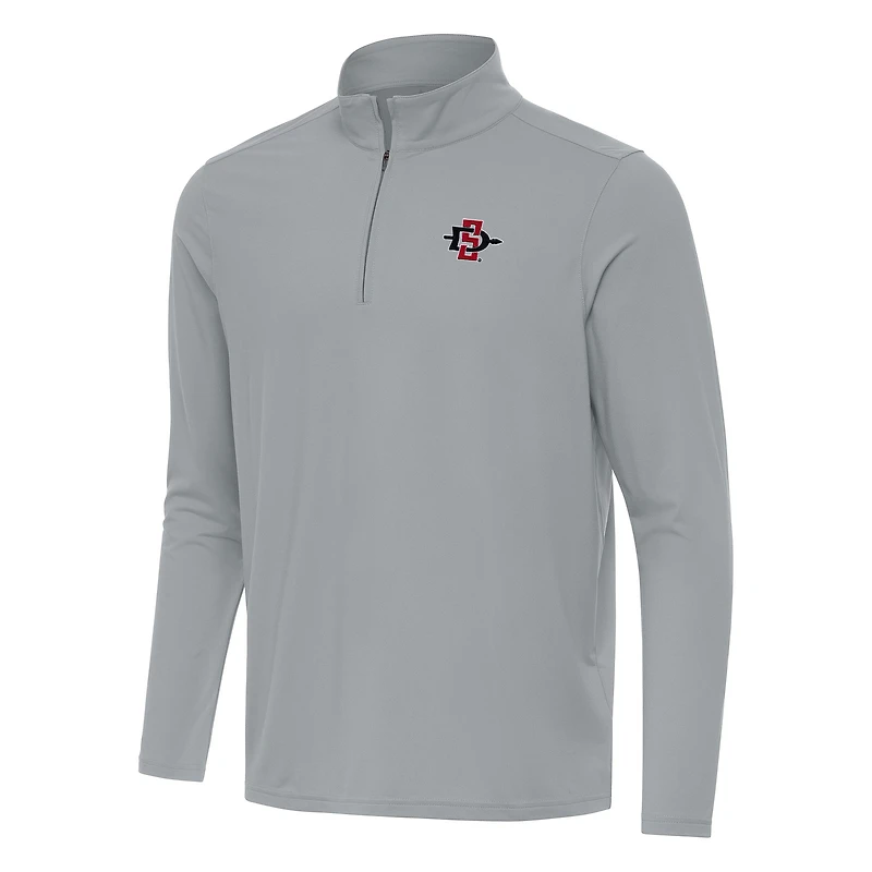 Men's Antigua Gray San Diego State Aztecs Intent Quarter-Zip Top