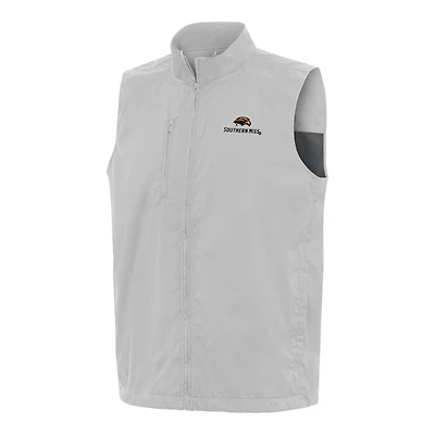 Men's Antigua  Heather Gray Southern Miss Golden Eagles Brisk Full-Zip Vest
