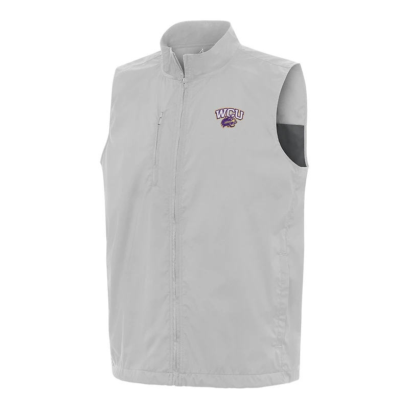 Men's Antigua  Gray Western Carolina Catamounts Brisk Full-Zip Vest