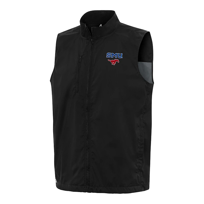 Men's Antigua  Black SMU Mustangs Brisk Full-Zip Vest