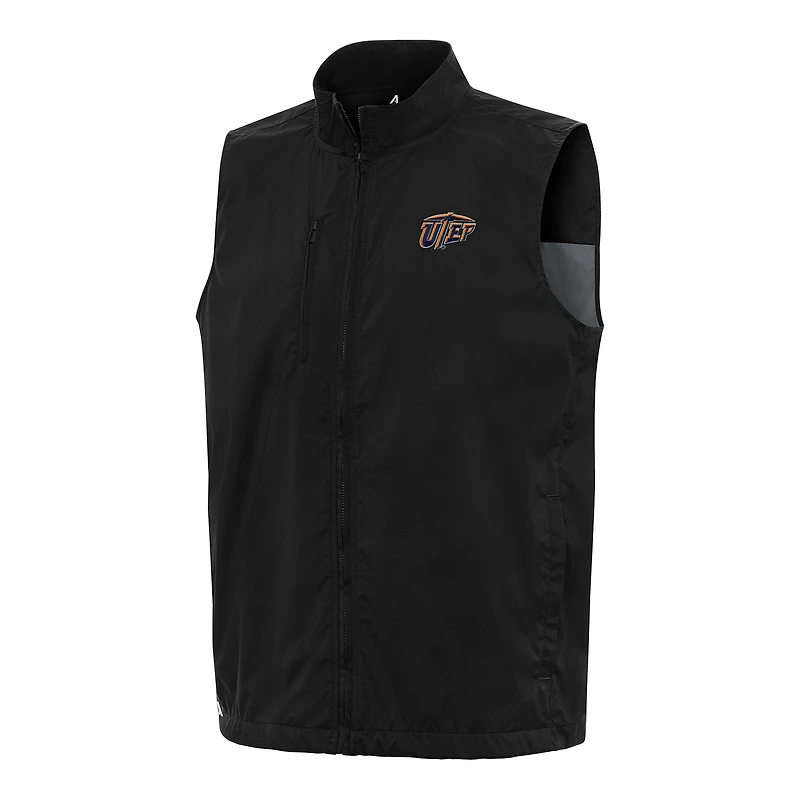 Men's Antigua  Black UTEP Miners Brisk Full-Zip Vest