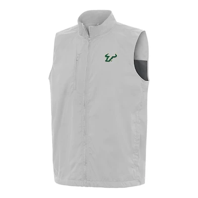 Men's Antigua  Heather Gray South Florida Bulls Brisk Full-Zip Vest