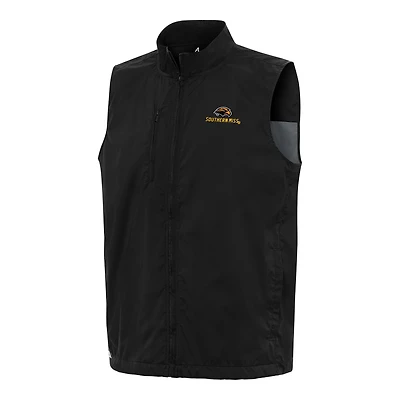 Men's Antigua  Black Southern Miss Golden Eagles Brisk Full-Zip Vest