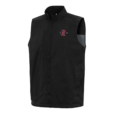 Men's Antigua  Black San Diego State Aztecs Brisk Full-Zip Vest