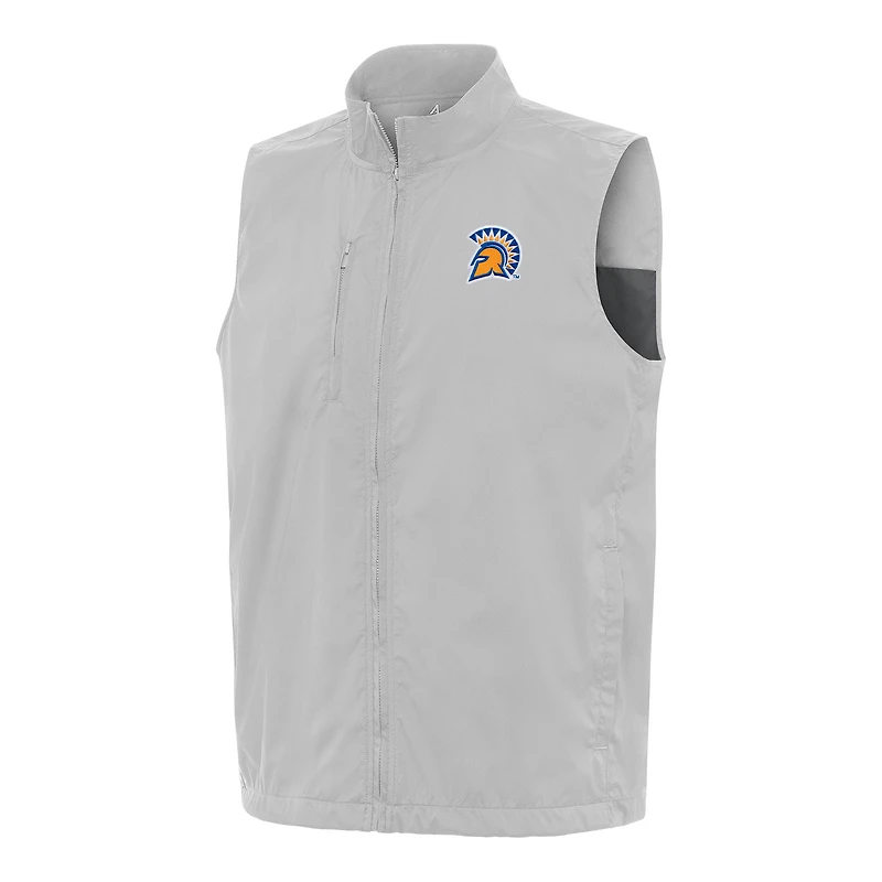 Men's Antigua  Heather Gray San Jose State Spartans Brisk Full-Zip Vest
