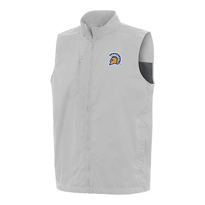 Men's Antigua  Heather Gray San Jose State Spartans Brisk Full-Zip Vest