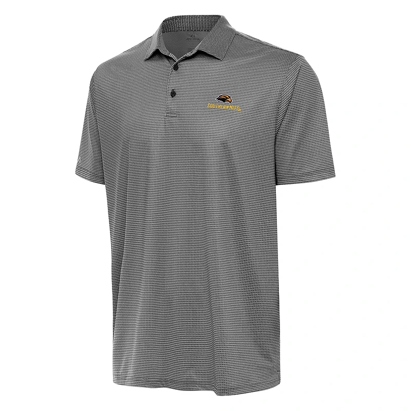 Men's Antigua Black/White Southern Miss Golden Eagles Rings Polo