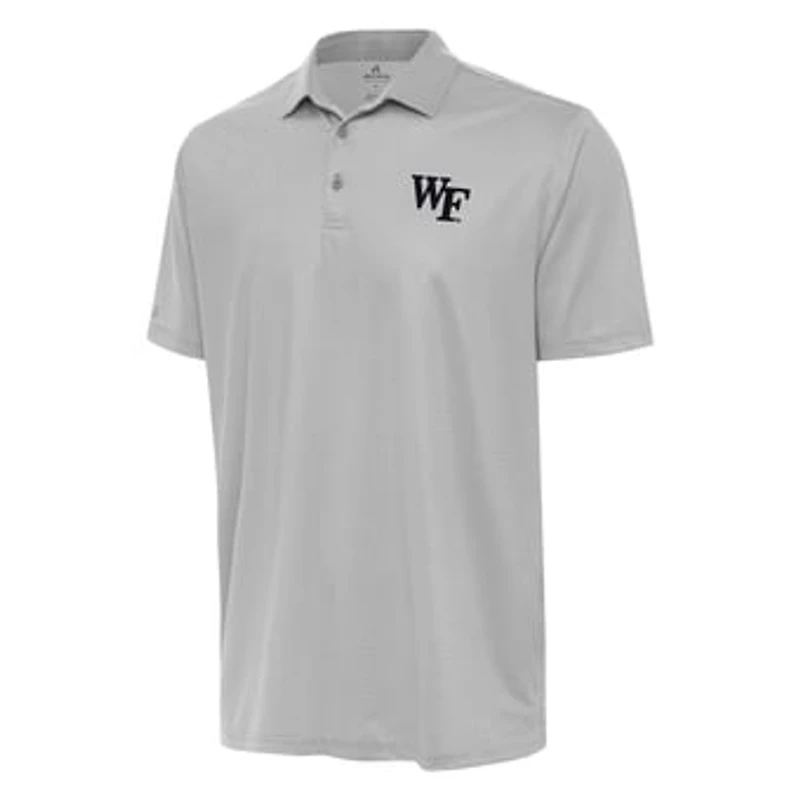 Men's Antigua Gray/White Wake Forest Demon Deacons Rings Polo
