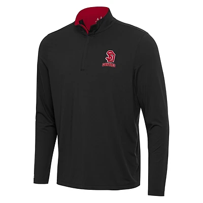 Men's Antigua Black/Red South Dakota Coyotes Content Quarter-Zip Pullover Top