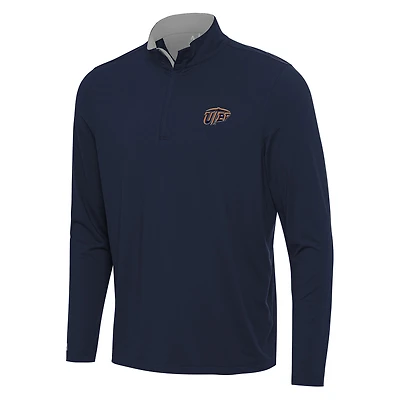 Men's Antigua Navy/Gray UTEP Miners Content Quarter-Zip Pullover Top