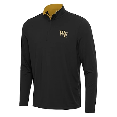 Men's Antigua Black/Gold Wake Forest Demon Deacons Content Quarter-Zip Pullover Top