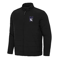 Men's Antigua Black Northwestern Wildcats Swelter Full-Zip Puffer Jacket