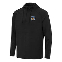 Men's Antigua Heather Black San Jose State Spartans Spikes Raglan Quarter-Zip Hoodie