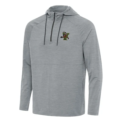 Men's Antigua Heather Gray Vermont Catamounts Spikes Raglan Quarter-Zip Hoodie