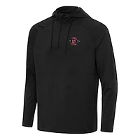 Men's Antigua Heather San Diego State Aztecs Spikes Raglan Quarter-Zip Hoodie