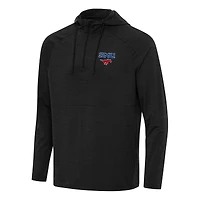 Men's Antigua Heather Black SMU Mustangs Spikes Raglan Quarter-Zip Hoodie