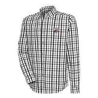 Men's Antigua Black/Gray Western Carolina Catamounts Tending 2 Tri-Blend Long Sleeve Full-Button Shirt