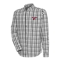 Men's Antigua Black/Gray Southern Illinois Salukis Tending 2 Tri-Blend Long Sleeve Full-Button Shirt
