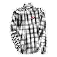 Men's Antigua Black/Gray UNLV Rebels Tending 2 Tri-Blend Long Sleeve Full-Button Shirt
