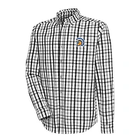 Men's Antigua Black/Gray San Jose State Spartans Tending 2 Tri-Blend Long Sleeve Full-Button Shirt