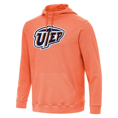 Men's Antigua Heather Orange UTEP Miners Cloud Pullover Hoodie
