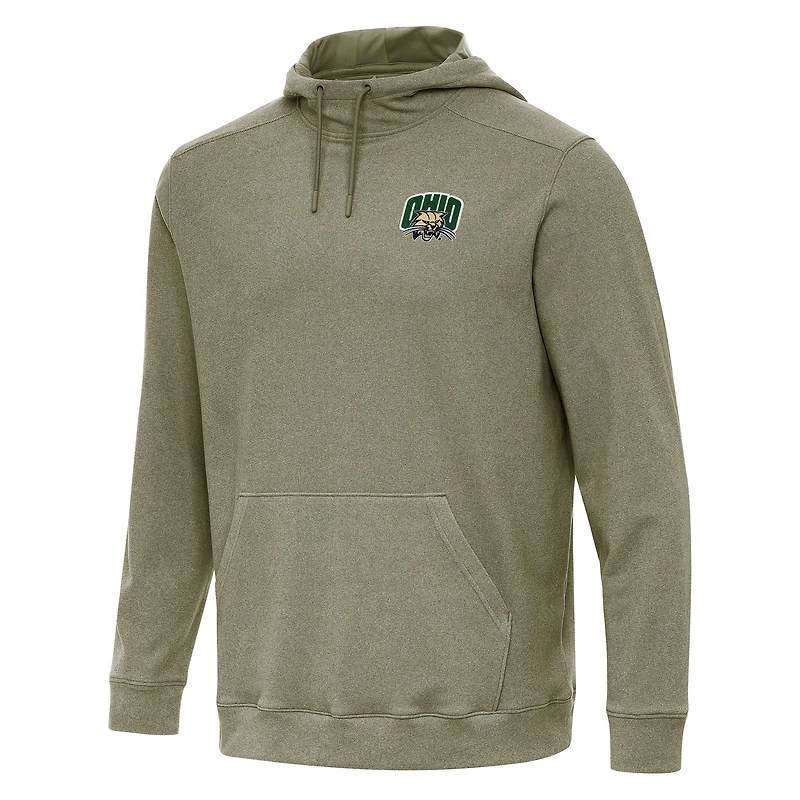 Men's Antigua Heather Olive Ohio Bobcats Cloud Pullover Hoodie