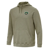 Men's Antigua Heather Olive Ohio Bobcats Cloud Pullover Hoodie